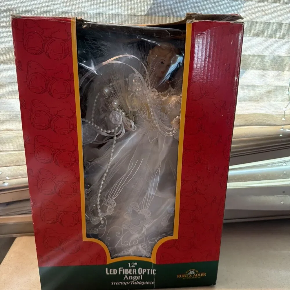 12 in White Light Up Fiber Optic Angel Christmas Tree Topper w power adapter